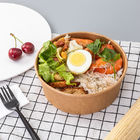 Ambil Wadah Makanan Sekali Pakai Mangkuk Kertas Kraft Salad Dengan Tutup Pet