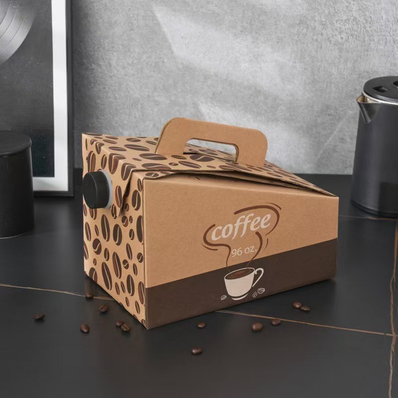 96oz Disposable Insulated Coffee Traveler Dispenser to Go Boxes Portable Handle Beverage Take Out Containers for Catering