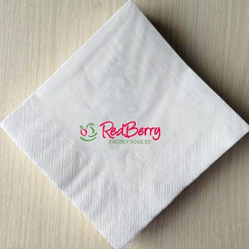 25*25cm Napkin Tissue Paper 2 Ply Virgin Wood Pulp Cocktail Napkins Custom Logo Silk Screen Printing Folded Dinner Napkins for Event and Party
