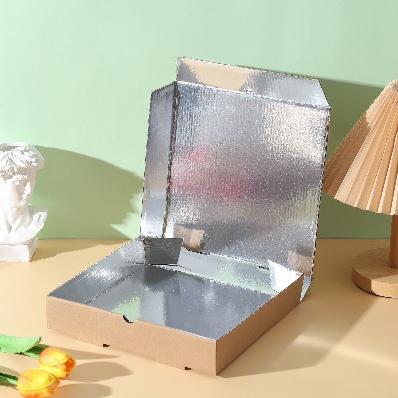 Kothak Pizza ¥ 7, 8, 9, 10, 12 Inci Kothak Pengemasan Pizza Kraft sekali pakai, Wadah Pizza Aluminium Foil