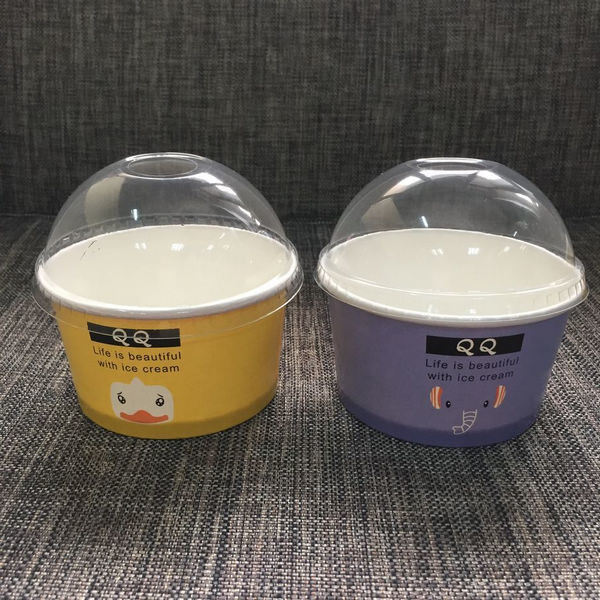 Cangkir es krim sekali pakai dengan tutup Kontainer makanan penutup beku PP / kertas cetak khusus untuk Gelato, Yogurt & TakeawayCangkir es krim sekali pakai dengan tutup