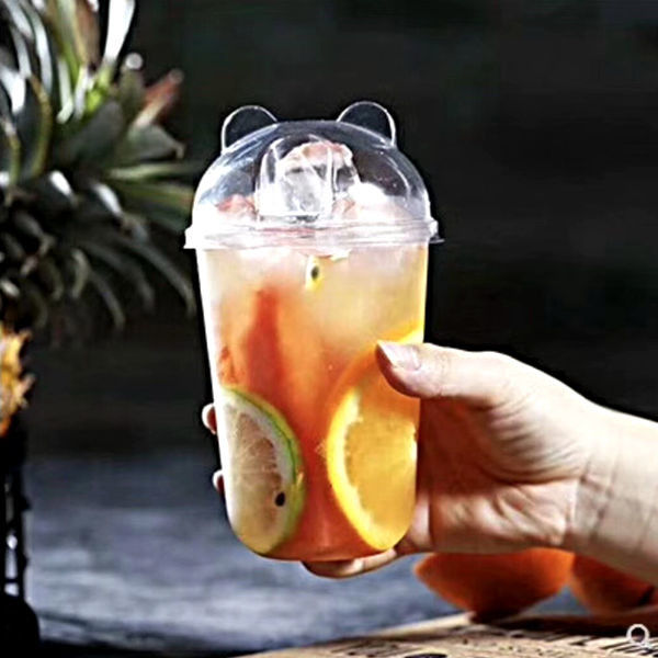 6 Warna Pencetakan Gelas Plastik Sekali Pakai 700ml Dengan Tutup Dan Jerami Logo Disesuaikan