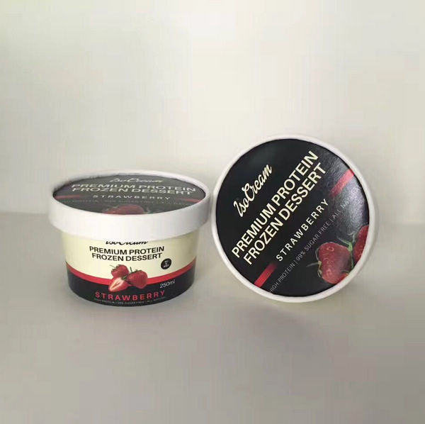 Mangkuk Sekali Pakai Untuk Es Krim Dengan Penutup, Bak Es Krim Kertas Dilapisi Pe
