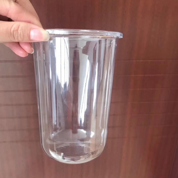 Logo Dicetak Piala Kopi Es Sekali Pakai Bentuk U 500ml Dengan Tutup Bau