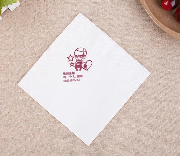Tisu Kertas Serbet Kopi Dengan Kertas Logo Restaurant 15-25 Gsm / M2 Virgin Pulp