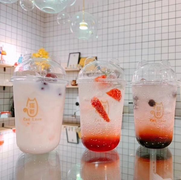 Food Grade Pet Coffee Pakai Gelas Plastik 500ml Untuk Cold Cafe Logo Disesuaikan