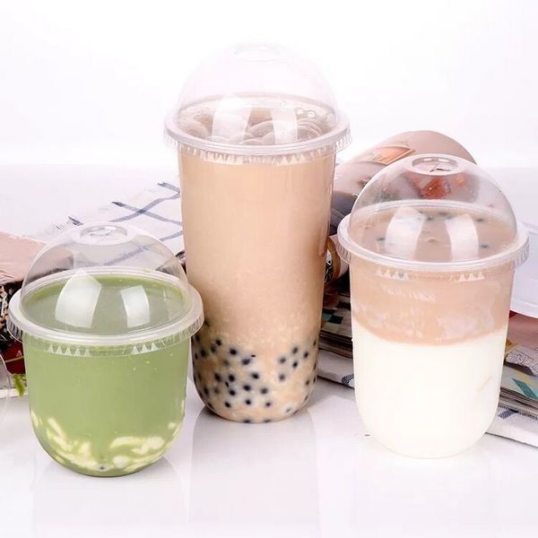 Food Grade Pet Coffee Pakai Gelas Plastik 500ml Untuk Cold Cafe Logo Disesuaikan