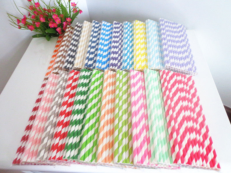 Kustom Colorful Plastik Dan Sedotan Kertas Pakai Minuman Biodegradable