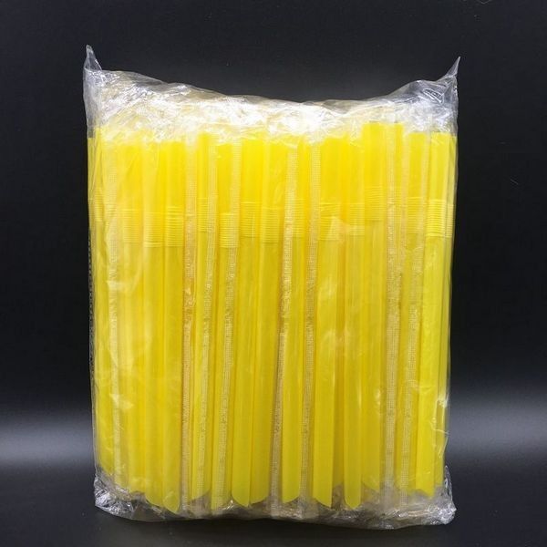 0,6 * 23cm Sedotan Minum Plastik Berwarna-warni Untuk Toko Boba