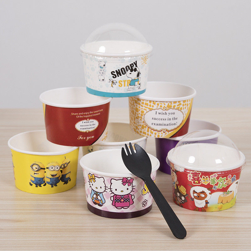 Logo Disesuaikan Ice Cream Paper Cup FDA Ice Cream Paper Bowl Untuk Restoran